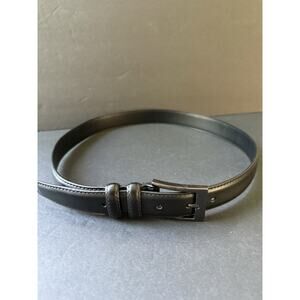 Mio Marino Men's Leather Belt Made Italy 32 Black Silver Tone Buckle Career